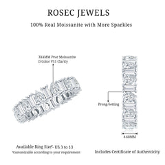 Pear and Baguette Cut Moissanite Alternate Eternity Band