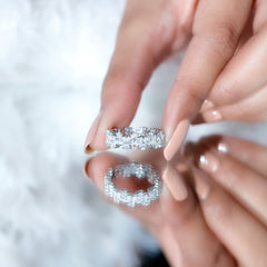 Marquise and Round Moissanite Cluster Eternity Band