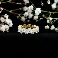 Marquise and Round Moissanite Cluster Eternity Band