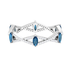 Marquise London Blue Topaz Crossover Eternity Band with Diamond