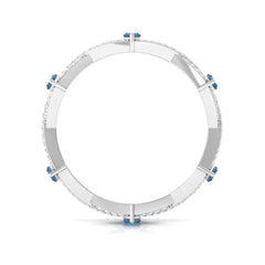 Marquise London Blue Topaz Crossover Eternity Band with Diamond