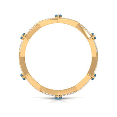 Marquise London Blue Topaz Crossover Eternity Band with Diamond