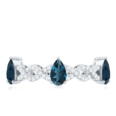 Pear Shape London Blue Topaz Crossover Eternity Band with Diamond