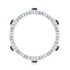 Natural Pear Shape Garnet Diamond Eternity Ring with Crossover Shank