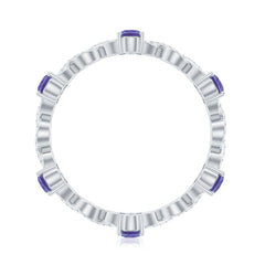 Natural Pear Shape Tanzanite Diamond Eternity Ring with Crossover Shank
