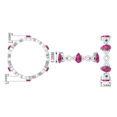 1.50 CT Natural Pink Tourmaline Crossover Eternity Ring with Diamond