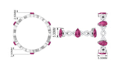1.50 CT Natural Pink Tourmaline Crossover Eternity Ring with Diamond