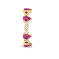 1.50 CT Natural Pink Tourmaline Crossover Eternity Ring with Diamond