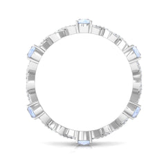 Pear Cut Moonstone and Diamond Crossover Eternity Ring