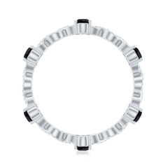 Natural Pear Shape Black Spinel Diamond Eternity Ring with Crossover Band