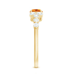 Certified Real Oval Citrine East West Engagement Ring with Diamond