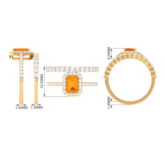 Real Fire Opal and Moissanite Stackable Ring Set