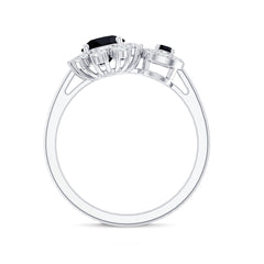 Created Black Diamond Designer Halo Engagement Ring with Diamond