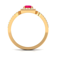 Real 0.6 Carat Ruby Engagement Ring with Diamond Split Shank