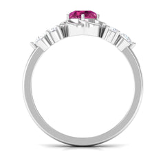 Nature Inspired Floral Ring with Pink Tourmaline and Diamond