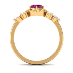 Nature Inspired Floral Ring with Pink Tourmaline and Diamond