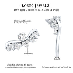 Designer Moissanite Curved Engagement Ring for Women