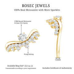 Designer Moissanite Curved Engagement Ring for Women