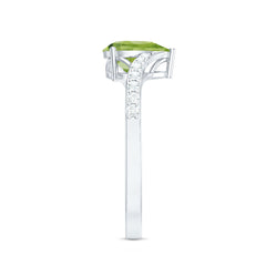 1 Carat Pear Shaped Peridot Engagement Ring with Diamond Bypass Shank