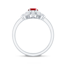 Certified 1.5 Carat Lab Grown Ruby Flower Engagement Ring with Diamond