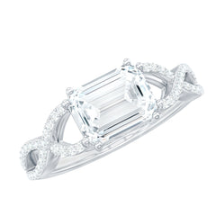 2.75 CT Octagon Cut Zircon East West Engagement Ring