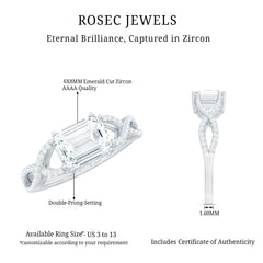 2.75 CT Octagon Cut Zircon East West Engagement Ring