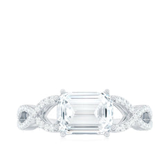 2.75 CT Octagon Cut Zircon East West Engagement Ring