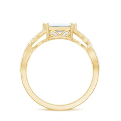 2.75 CT Octagon Cut Zircon East West Engagement Ring