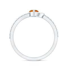 Minimal Marquise Fire Opal and Diamond Engagement Ring
