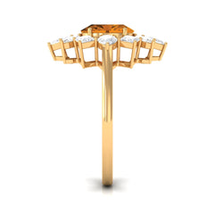 2.25 CT Oval Cut Citrine Cocktail Ring with Moissanite Stones