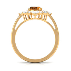 2.25 CT Oval Cut Citrine Cocktail Ring with Moissanite Stones