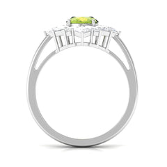 2.25 CT Natural Peridot Cocktail Ring with Moissanite Stones