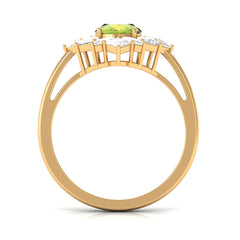 2.25 CT Natural Peridot Cocktail Ring with Moissanite Stones