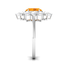 2.25 CT Oval Fire Opal Cocktail Engagement Ring with Moissanite