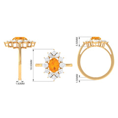 2.25 CT Oval Fire Opal Cocktail Engagement Ring with Moissanite