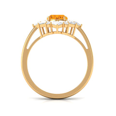2.25 CT Oval Fire Opal Cocktail Engagement Ring with Moissanite