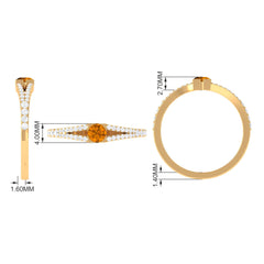 0.50 CT Split Shank Citrine Promise Ring with Diamond Accent