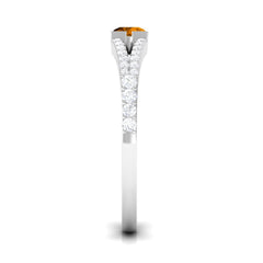 0.50 CT Split Shank Citrine Promise Ring with Diamond Accent
