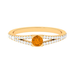 0.50 CT Split Shank Citrine Promise Ring with Diamond Accent