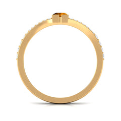 0.50 CT Split Shank Citrine Promise Ring with Diamond Accent