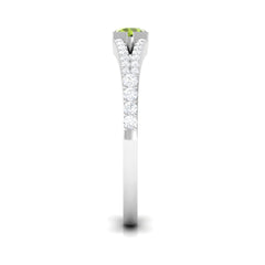 0.50 CT Split Shank Peridot Promise Ring with Diamond Accent