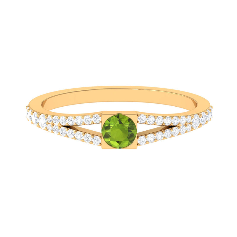 0.50 CT Split Shank Peridot Promise Ring with Diamond Accent