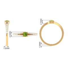 0.50 CT Split Shank Peridot Promise Ring with Diamond Accent