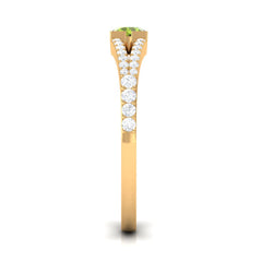 0.50 CT Split Shank Peridot Promise Ring with Diamond Accent