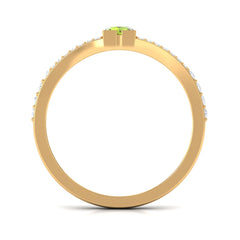 0.50 CT Split Shank Peridot Promise Ring with Diamond Accent