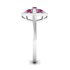 Real Pink Tourmaline Contemporary Ring with Diamond