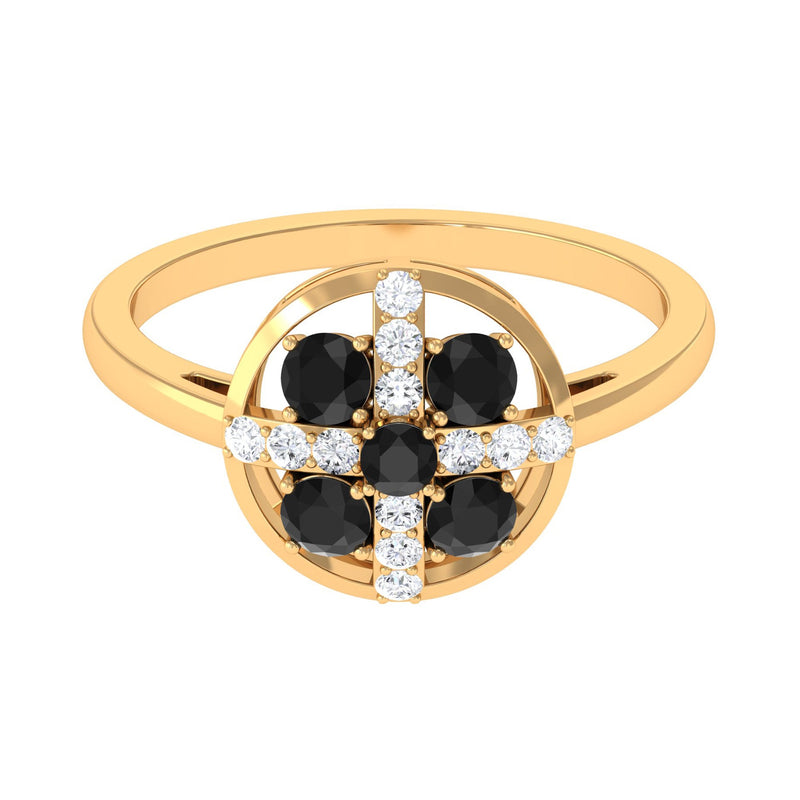 3/4 CT Black Spinel and Diamond Contemporary Ring