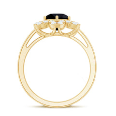2.25 CT Created Black Diamond Flower Halo Ring with Diamond