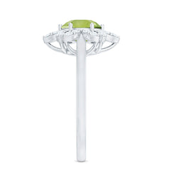 Natural 2 Carat Peridot Flower Engagement Ring with Moissanite
