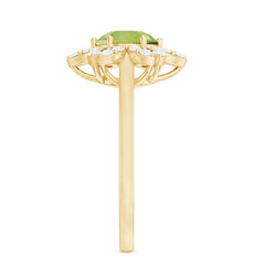 Natural 2 Carat Peridot Flower Engagement Ring with Moissanite